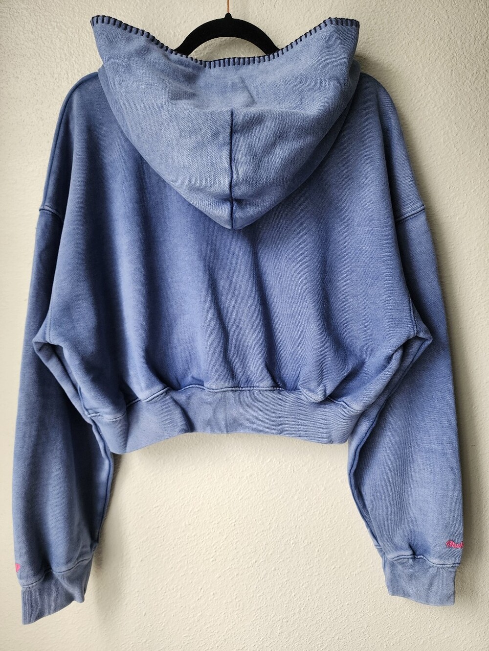 GAP x Madhappy Full Zip Cropped Logo Hoodie Size Large In Blue NWT - Picture 6 of 8